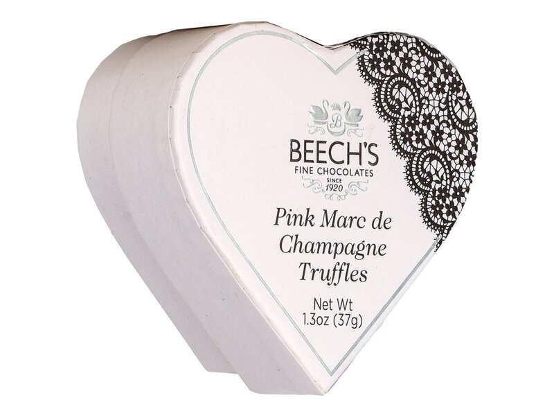 Beech's Pink Marc de Champagne truffle heart box 37g