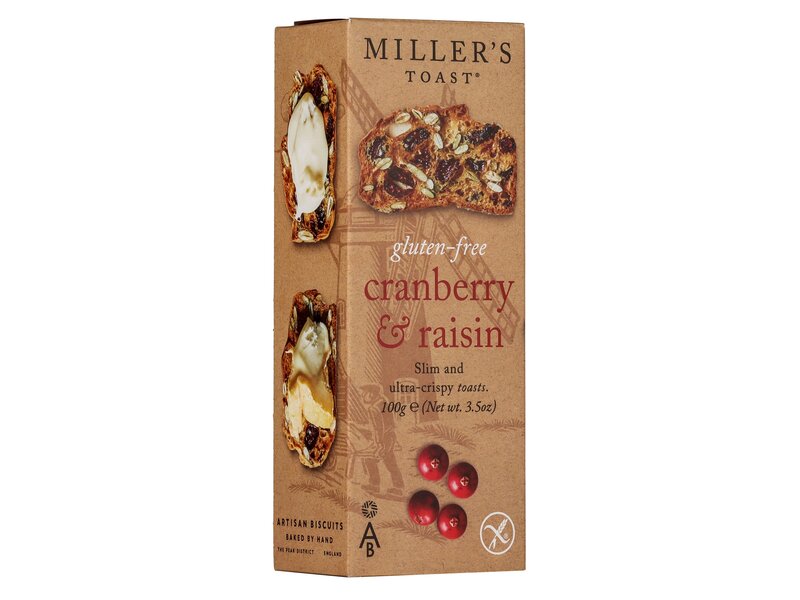 Millers Toast Cranberry & Raisin Gluténmentes 100g