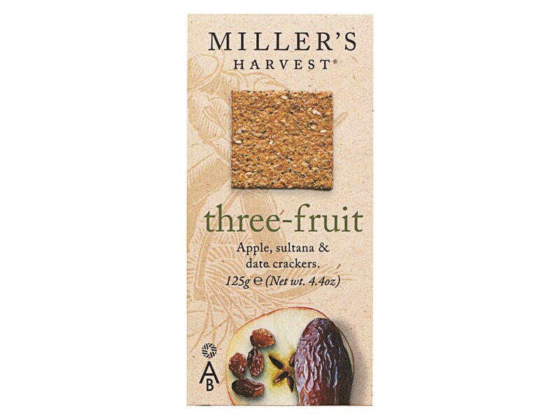 Millers Harvest Three-fruit Crackers 125g
