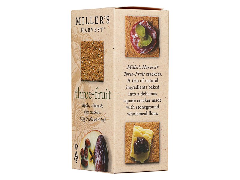 Millers Harvest Three-fruit Crackers 125g