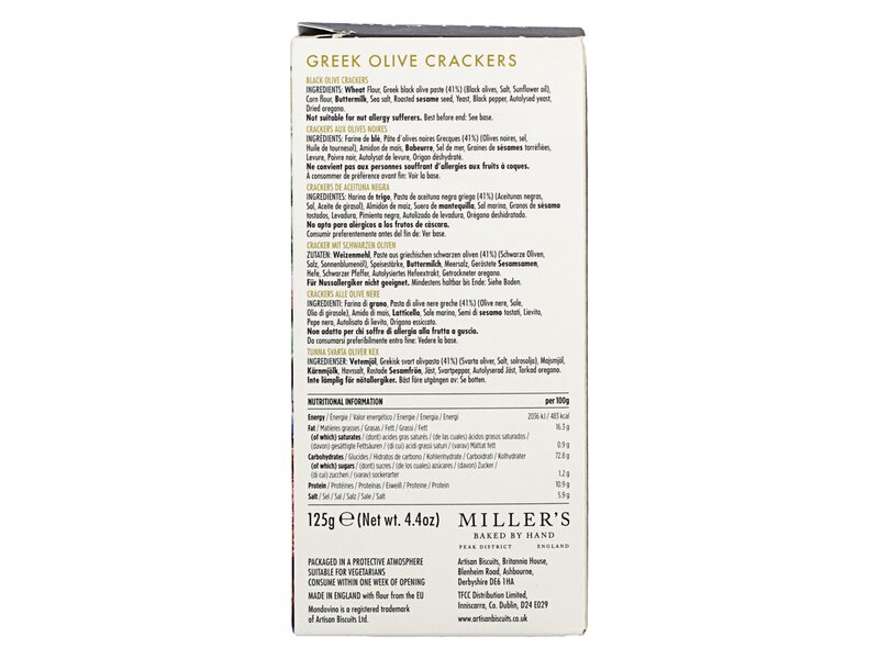 Miller's Mondovino Greek Olive crackers 125g