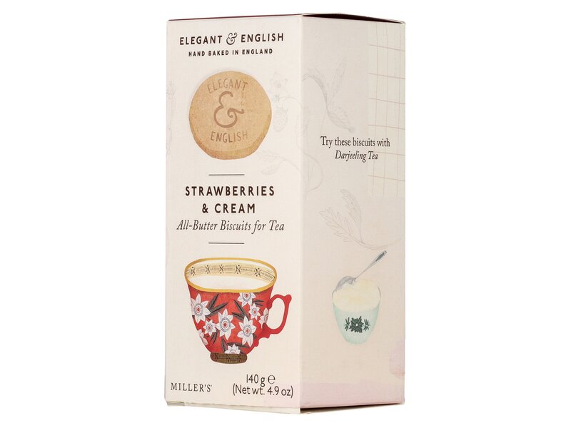 Elegant & English Strawberries & Cream Biscuits 140g