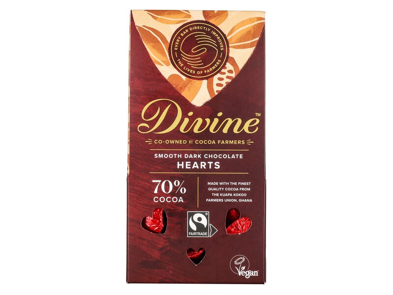 Divine Dark Chocolate hearts 80g