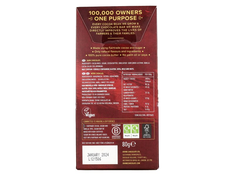 Divine Dark Chocolate hearts 80g
