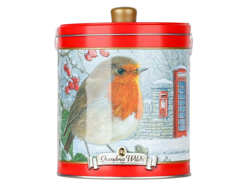 Gwilds Embossed Robin Round Tin 300g