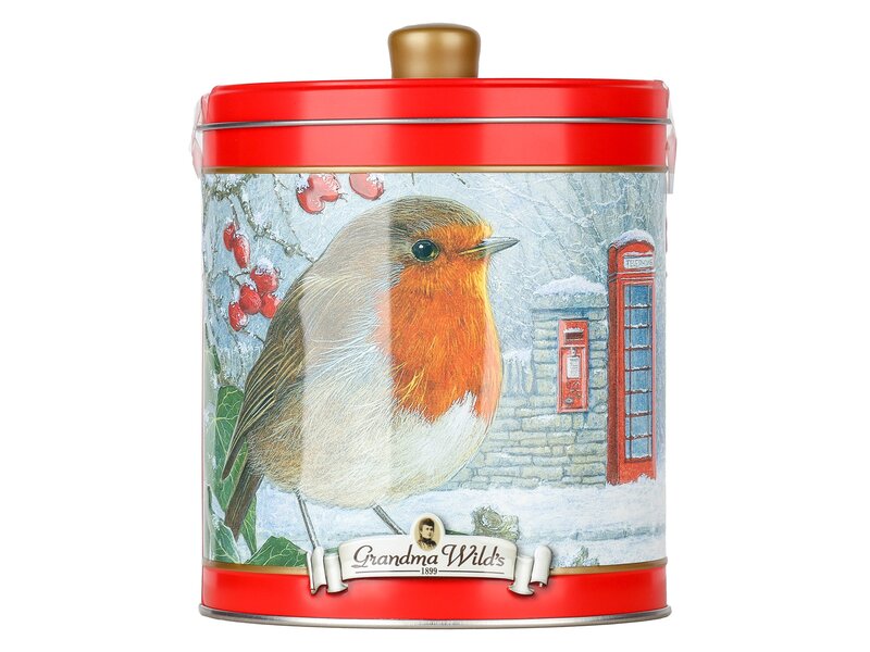Gwilds Embossed Robin Round Tin 300g