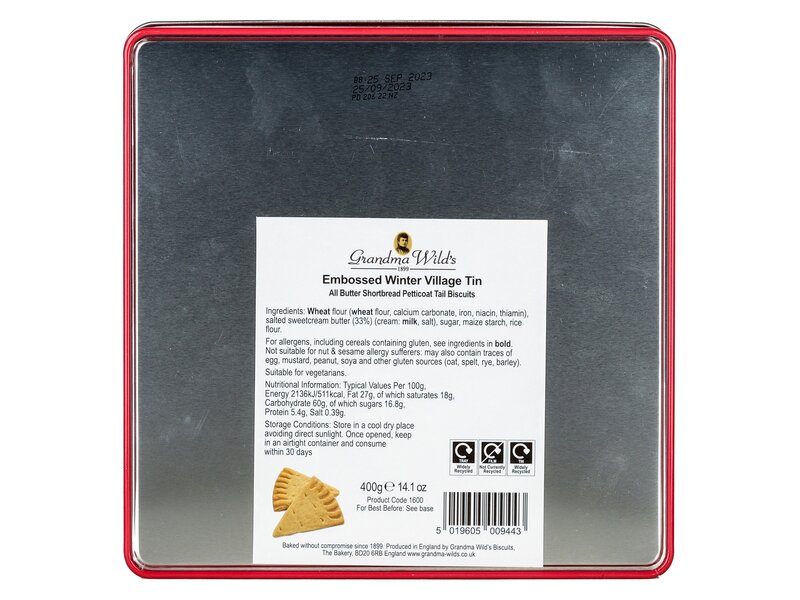 Gwilds Embossed Winter Village tin 400g