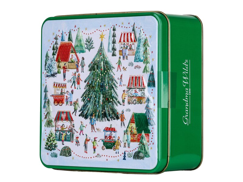 GW Embossed Christmas Village Market keksz fémdobozban 160g