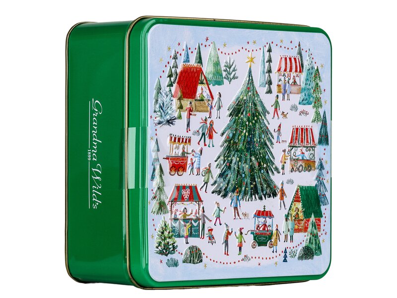 GW Embossed Christmas Village Market keksz fémdobozban 160g