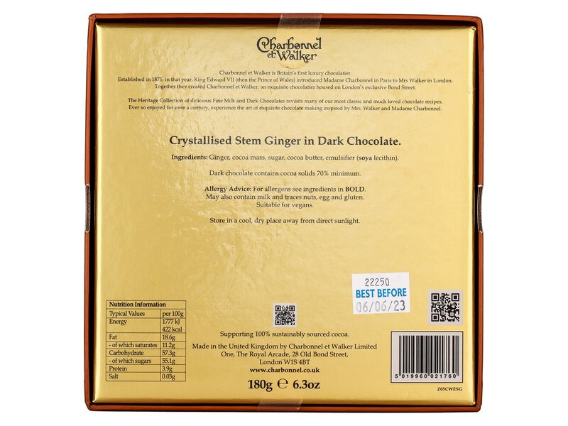 Charbonnel et Walker Fine Dark Enrobed Stem Ginger 180g