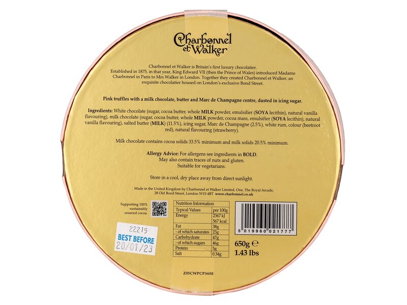 Charbonnel et Walker Pink Marc de Champagne Truffles 650g