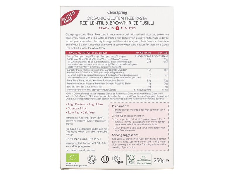 Clearspring Organic red lentil and brown rice pasta 250g