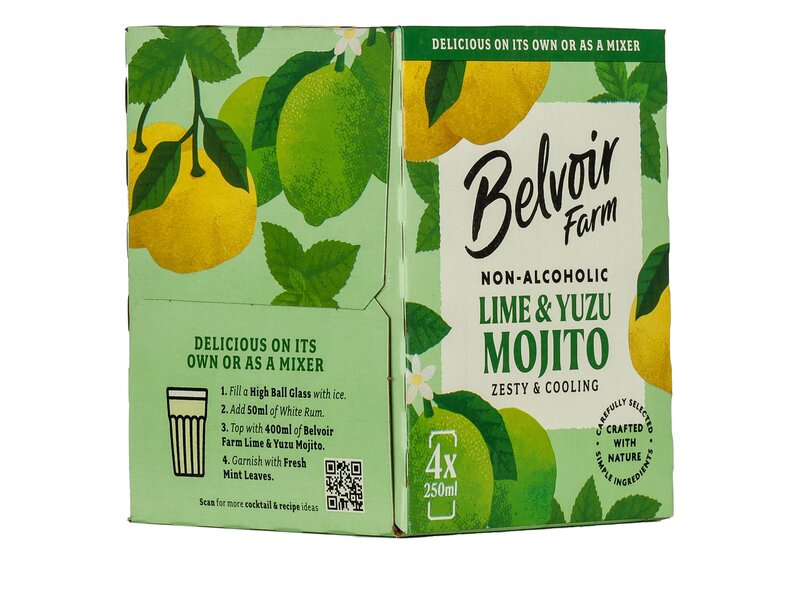 Belvoir Farm Non Alcoholic Lime & Yuzu Mojito 4x250ml