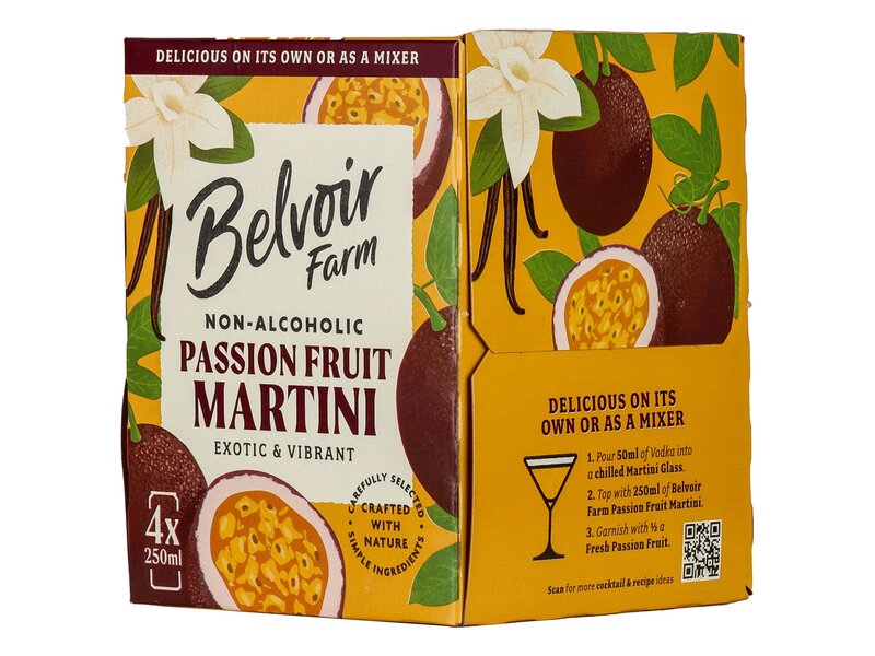 Belvoir Farm Non Alcoholic Passion Fruit Martini 4x250ml