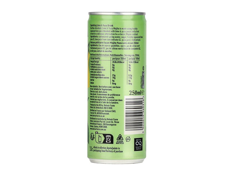 Belvoir Lime-Yuzu ízesítésű szénsavas ital 250ml