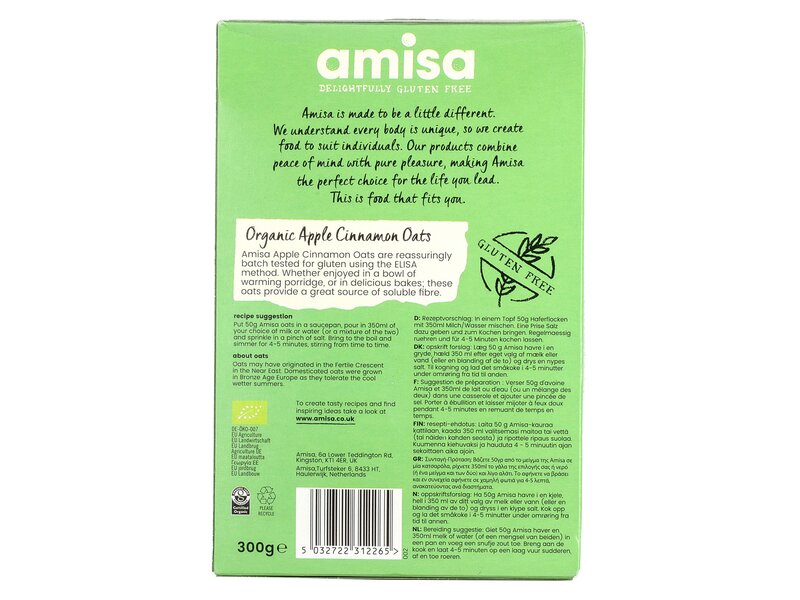 Amisa Organic Apple Cinnamon Oats 300g