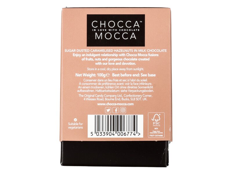 Chocca Mocca Caramelised Hazelnuts in Dusted Milk Chocolate 100g
