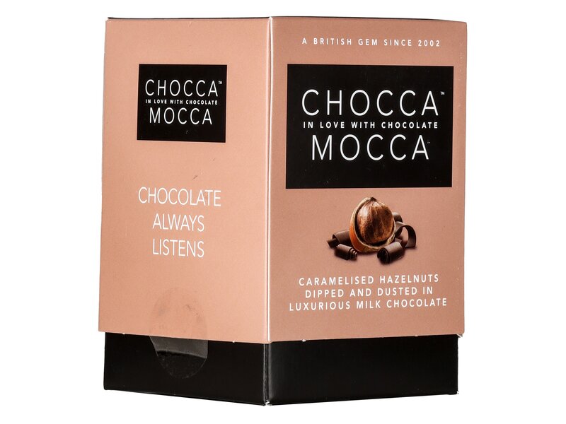 Chocca Mocca Caramelised Hazelnuts in Dusted Milk Chocolate 100g