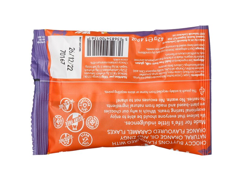 Buttermilk Vegán csokoládé korongok narancsízű töltelékkel 42g