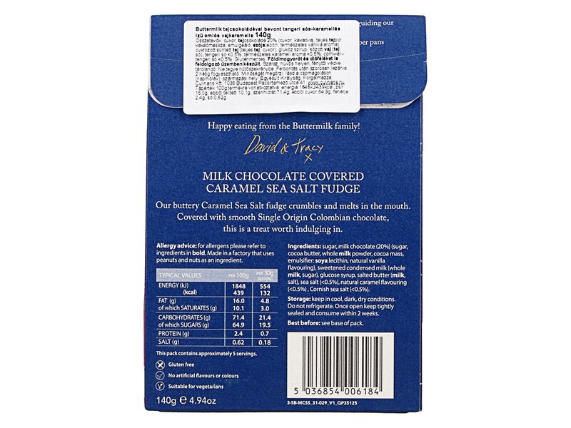 Buttermilk Crumbly Fudge Chocolate Caramel Sea Salt 140g