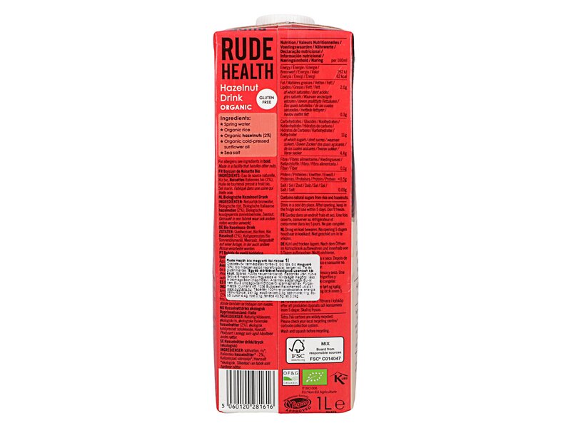 Rude Health Drink Organic Hazelnut 1l