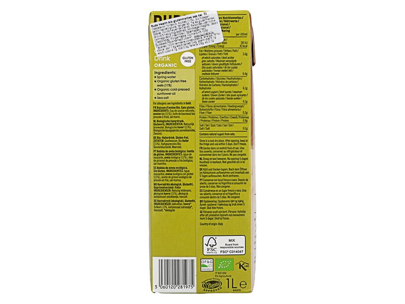 Rude Health Drink Organic Oat 1l
