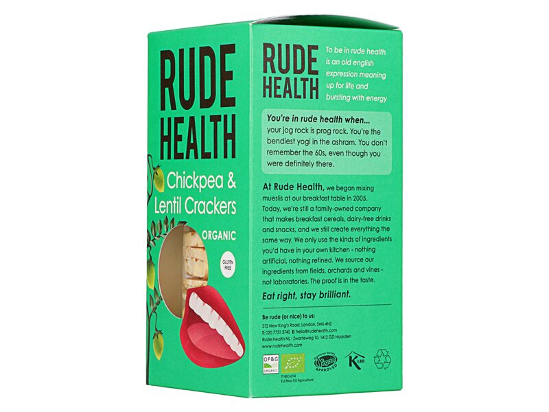 Rude Health Crackers Organic Chickpea & Lentil Crackers 120g