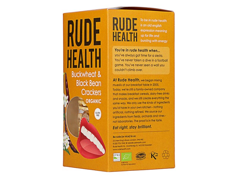 Rude Health Crackers Organic Buckwheat & Black Bean Crackers 120g