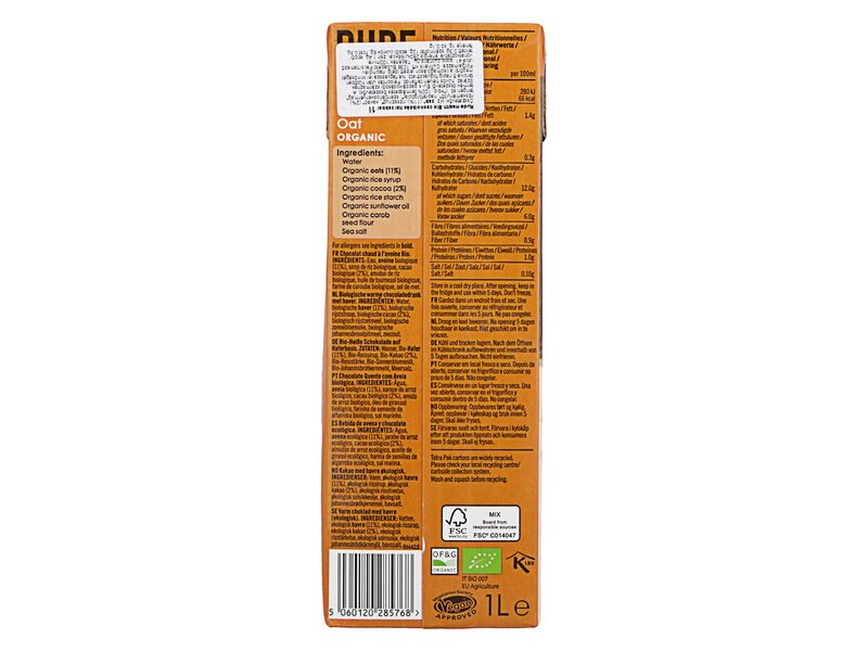 Rude Health Drink Organic Chocolate Oat 1l