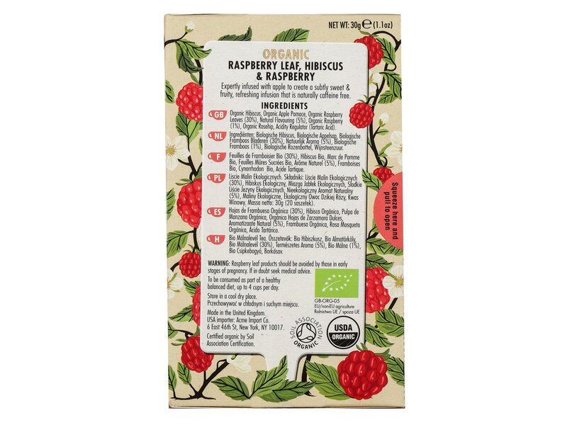 Heath & Heather Organic Raspberry leaf 20 filter 30g