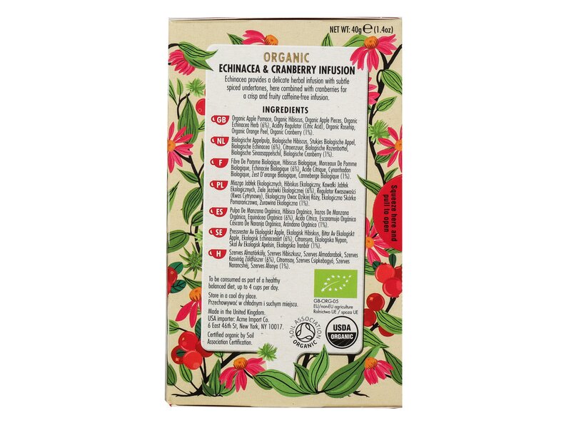 Heath & Heather Organic Echinacea & cranberry 20 filter 40g
