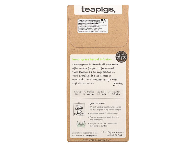 Teapigs pure lemongrass 15db filter 22,5g