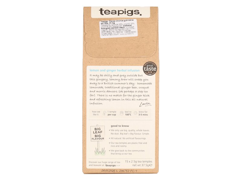 Teapigs citrom-gyömbér filteres tea 50g (15db)