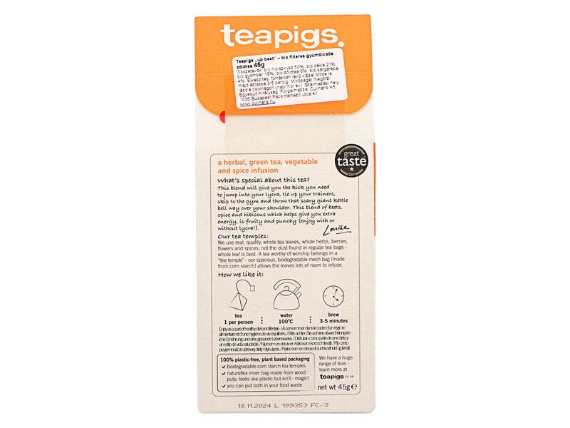 Teapigs Up Beet Bio Energy Tea 15db filter 45g