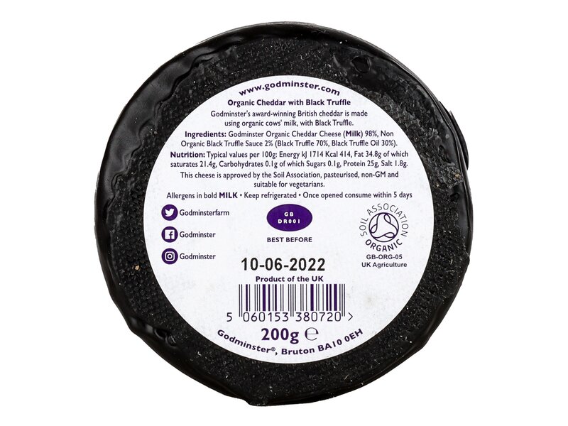 Godminster bio cheddar sajt fekete szarvasgombával 200g