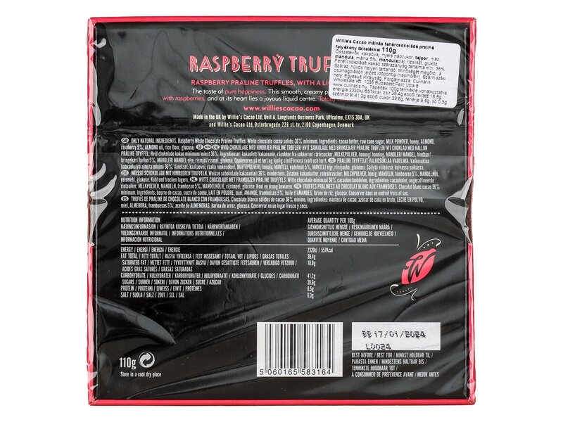 Willie's Cacao Praline Truffles Raspberry 110g