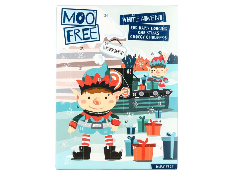 Moo Free dairy free advent calendar white 70g