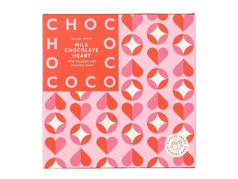 Chococo 47% Colombia Milk Chocolate Heart Bar 75g