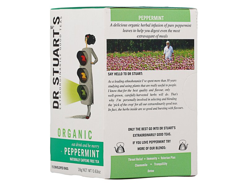 Dr Stuart's Organic Caffeine Free Peppermint Tea 15 filter 18g