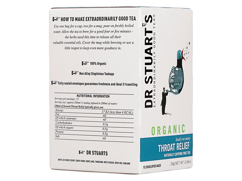 Dr Stuart's Organic Caffeine Free Throat Relief 15 filter 24g
