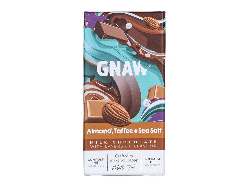 Gnaw Milk Almond, Toffee & Sea Salt 80g