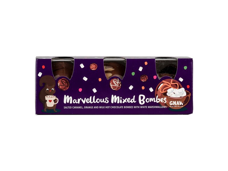 Gnaw Marvellous Mixed Hot Chocolate Bombes Cracker 3 Pack 129g    . 