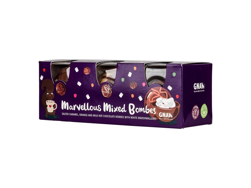 Gnaw Marvellous Mixed Hot Chocolate Bombes Cracker 3 Pack 129g    . 