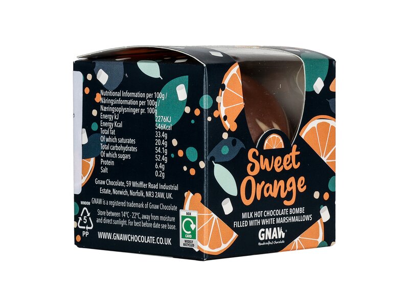 Gnaw Sweet Orange Milk Hot Choc Bombe 43g