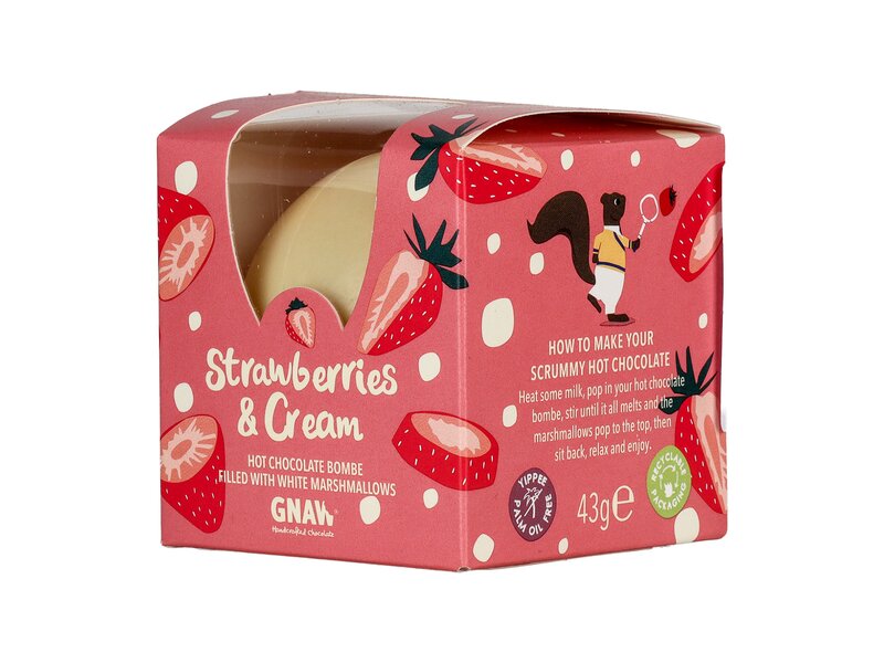 Gnaw Strawberries & Cream White Choc Bombe 43g