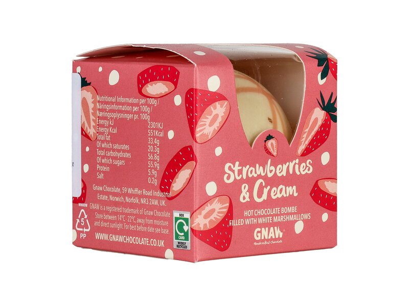 Gnaw Strawberries & Cream White Choc Bombe 43g