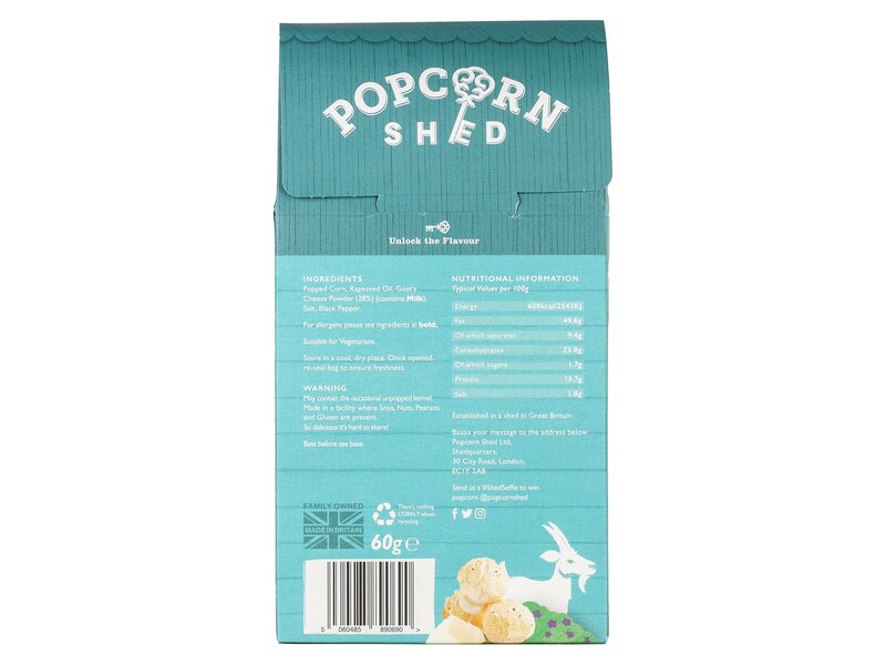 Popcorn Shed Kecskesajttal és borssal ízesített popcorn 60g