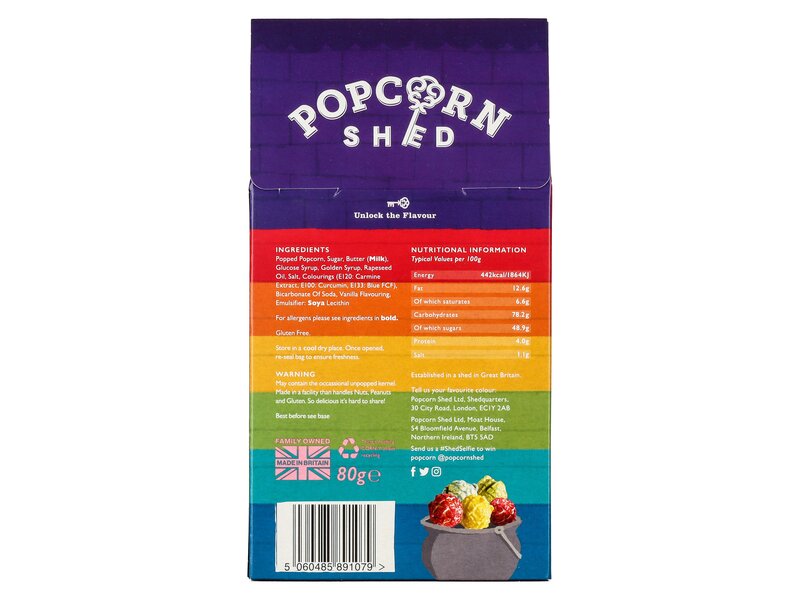 Popcorn Shed Rainbow Multicoloured Vanilla Caramel Popcorn 80g