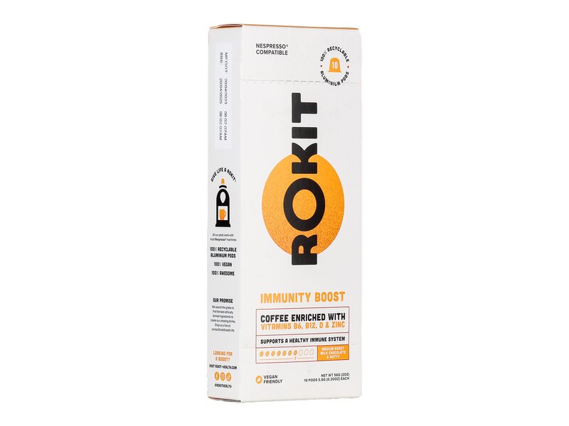 Rokit Immunity Boost B6-, B12- és D-vitaminnal, valamint cinkkel dúsított őrölt pörköltkávé Nescafé kompatibilis kapszulában 10db 56g