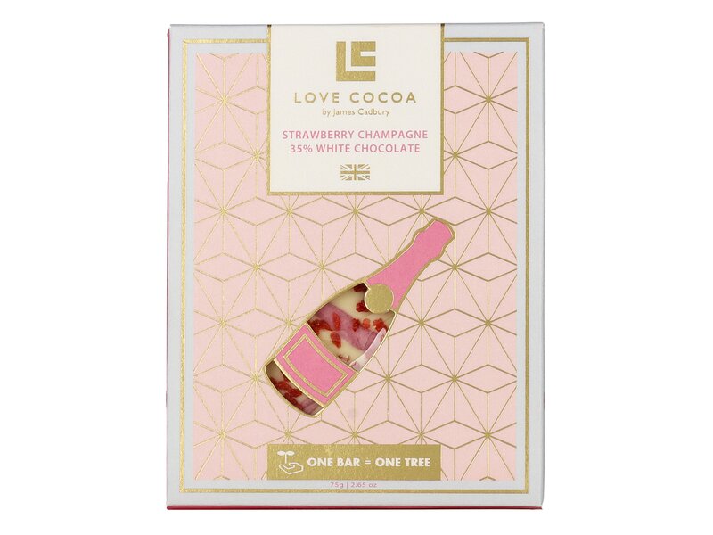 Love Cocoa White Strawberry Champagne 75g